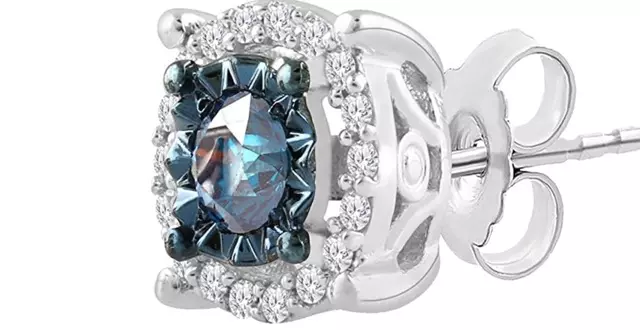 1. Natalia Drake Color Diamond Halo Stud Earrings for Women in Sterling silver colour I J Clarity 12 13 Medium