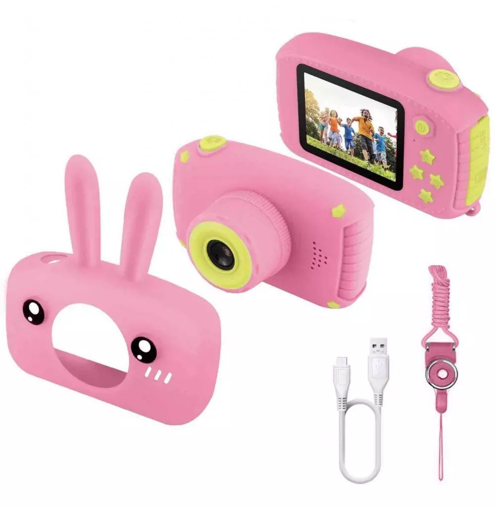 2 Kids camera Digital camera 2.0 inch for children with 12MP HD 1080P Video Recorder Lanyard Anti drop Design.