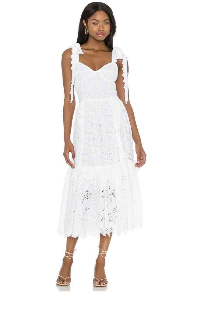 7. LoveShackFancy Tiered Broderie Anglaise Cotton Midi Dress