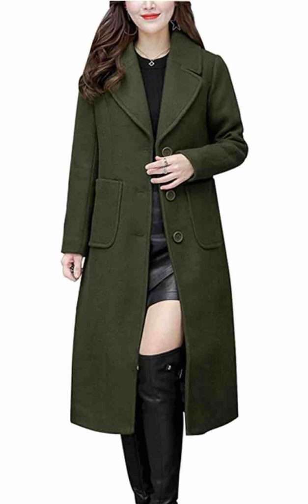 5. Womens Plus Size Mid Long Wool Blend Coat from CHOUYATOU